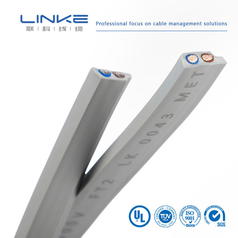 अर्धचालक लचीला रबर फ्लैट 2 कोर पावर वायर केबल 300V अनुप्रयोगों के लिए टिन तांबा और पीवीसी इन्सुलेशन के साथ